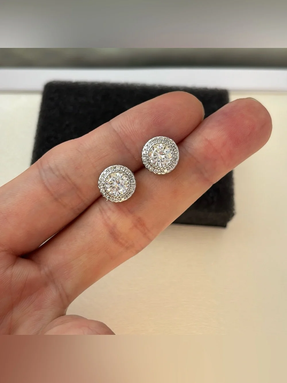 10mm CZ Stud Earrings for Men Women Streetwear Hip Hop Punk Unisex Earrings